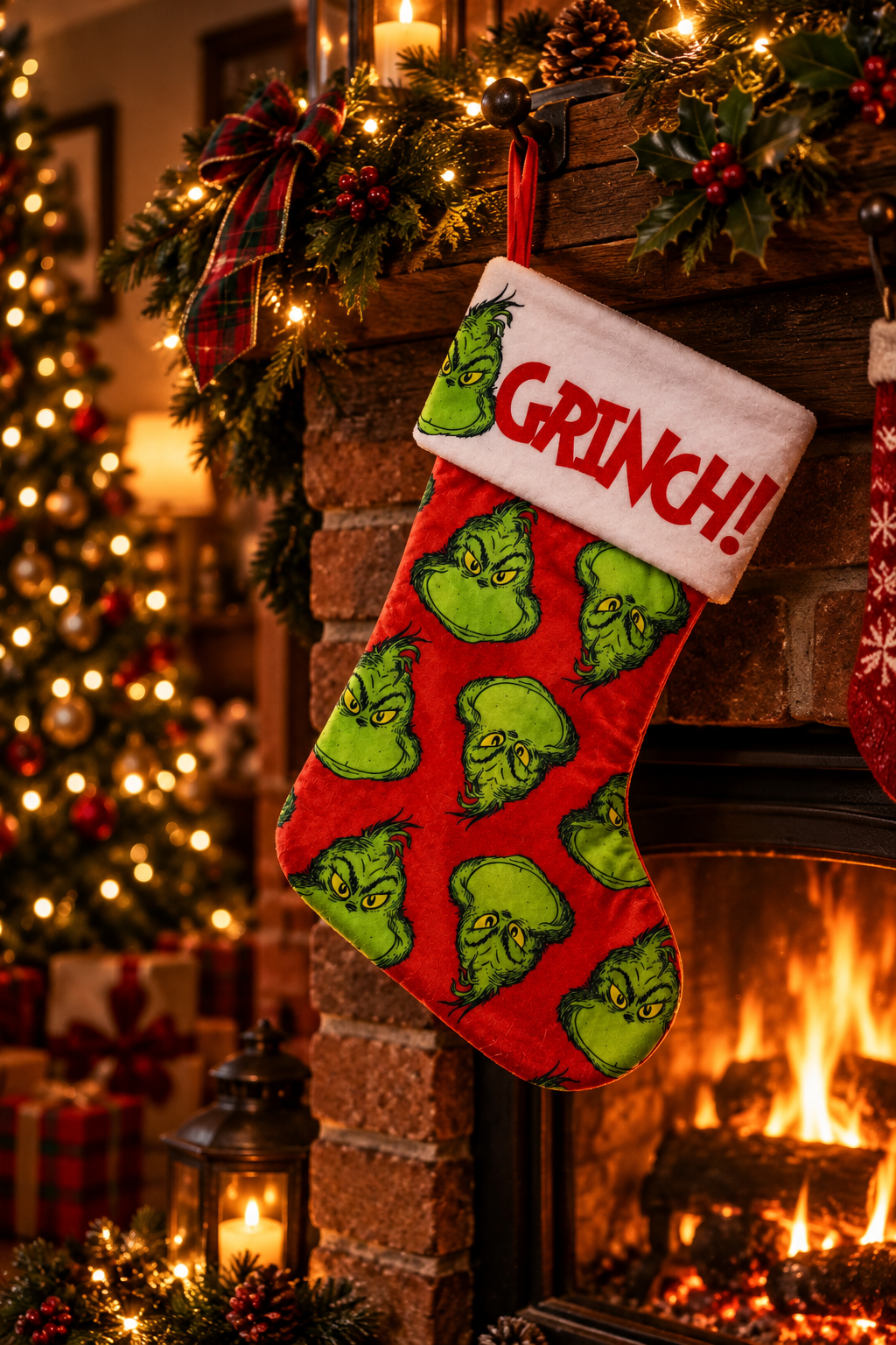 46cm Grinch Face Christmas Stocking