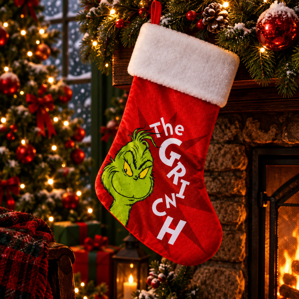46cm Red/White Grinch Christmas Stocking
