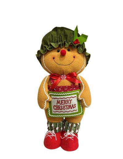 Traditional Gingerbread Girl with Merry Christmas Sign – 55cm
