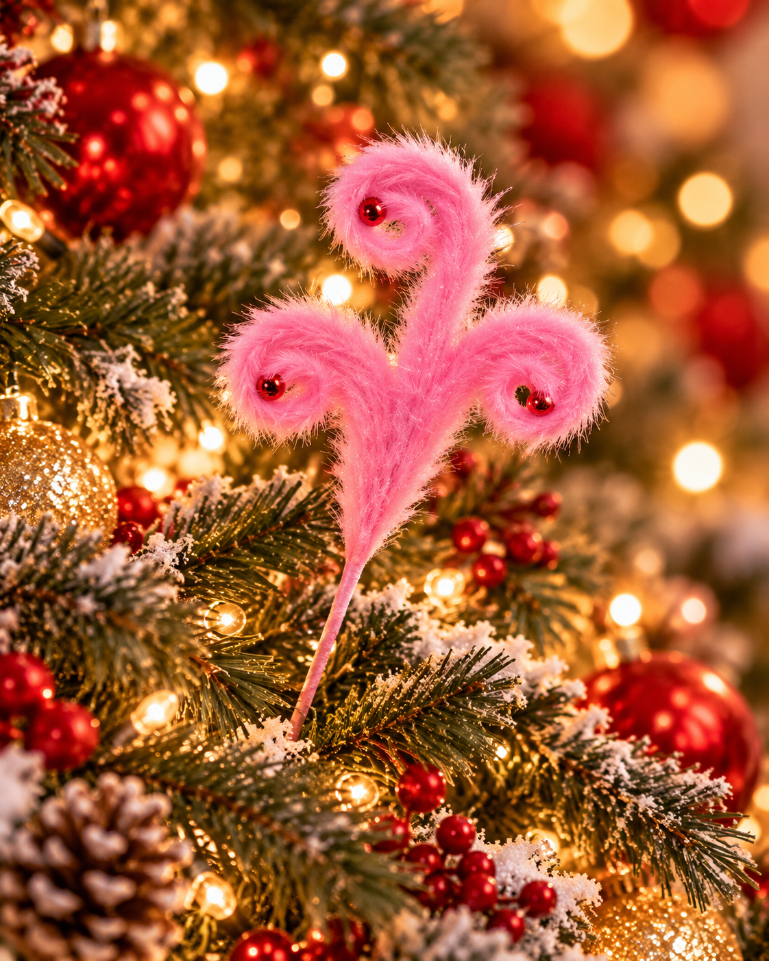 Fluffy Pink Curl Bell Pick